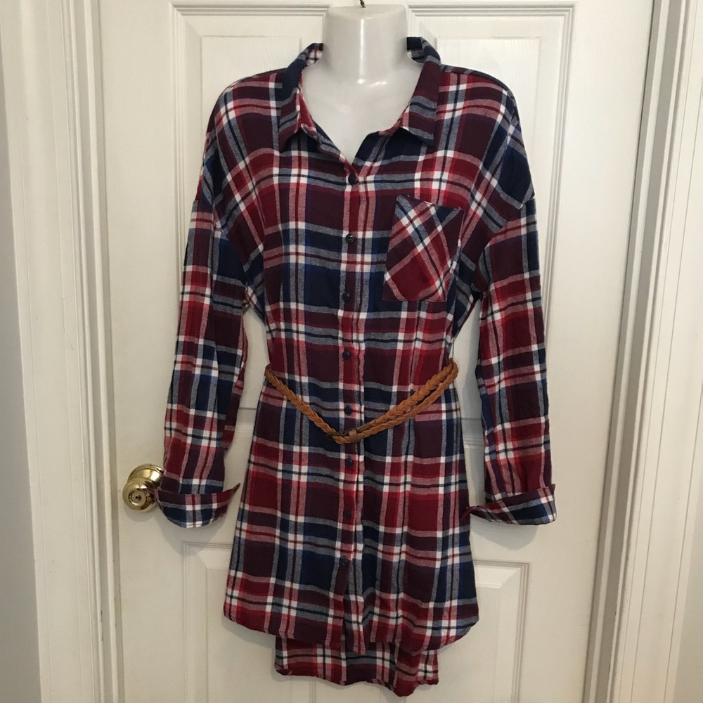 Plaid shirt dress